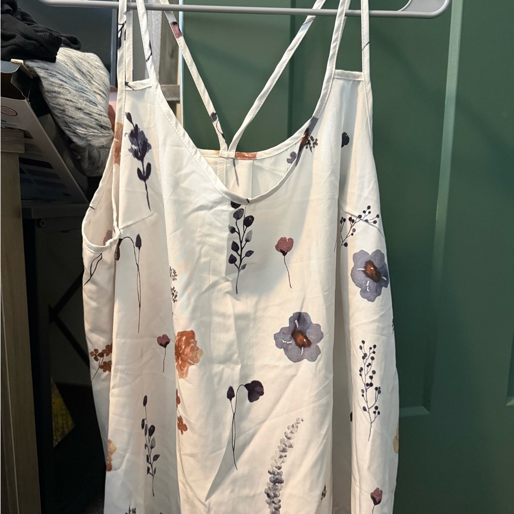 SHEIN Floral Print Tank Top - White and Purple